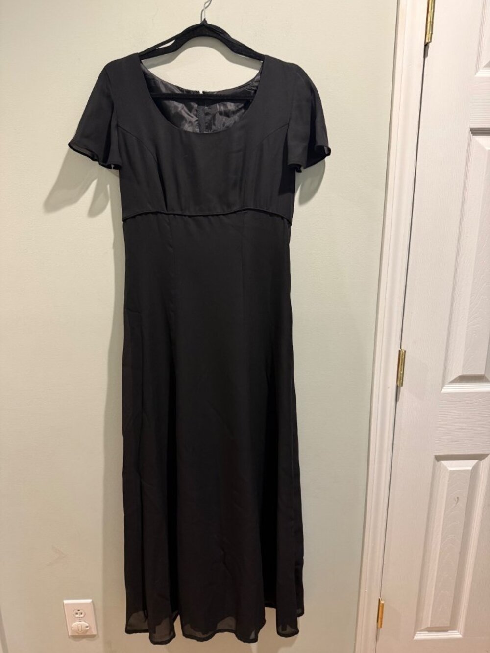 Handmade Renaissance Inspired Black Maxi Dress Flutter Sleeve Prom Gown - Small